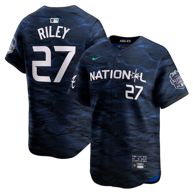 Youth Atlanta Braves #27 Austin Riley Royal 2023 All-star Stitched Baseball Jersey
